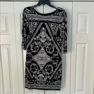 Joseph Ribkoff Black and Gray Ornate Dress